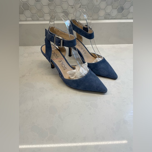 Blue Sole‎ Society Suede Leather Ankle Strap 2.5 in. Pumps  Women Size 6.5. - Picture 2 of 11
